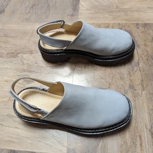 Poppy Barley 6.5 Blue Nubuck Lug Mule